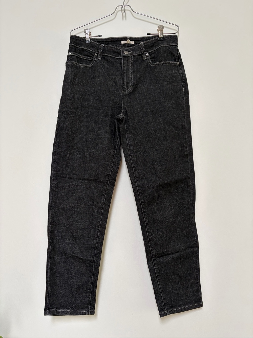 Eileen Fisher Organic Cotton Blend Straight Leg Jeans Size 6 Charcoal Black